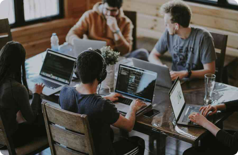 Dynocorp studio concept: a team collaborating